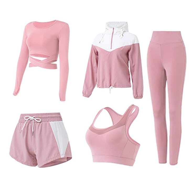 0 (4) Women's Premium Pastel 5-Piece Activewear Capsule Set - Image 1