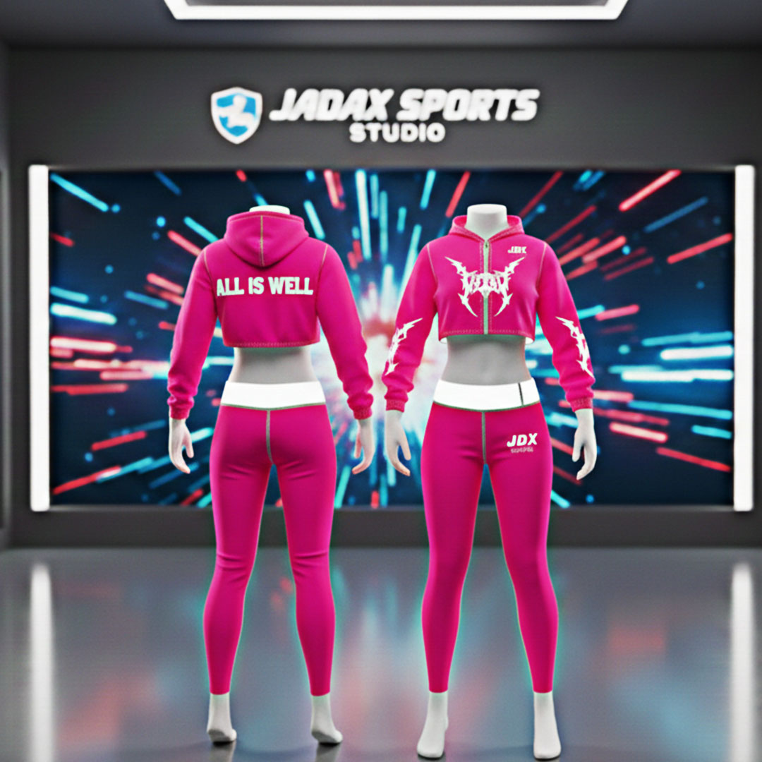 02 Women's Custom Cropped Tracksuit Set - Image 1
