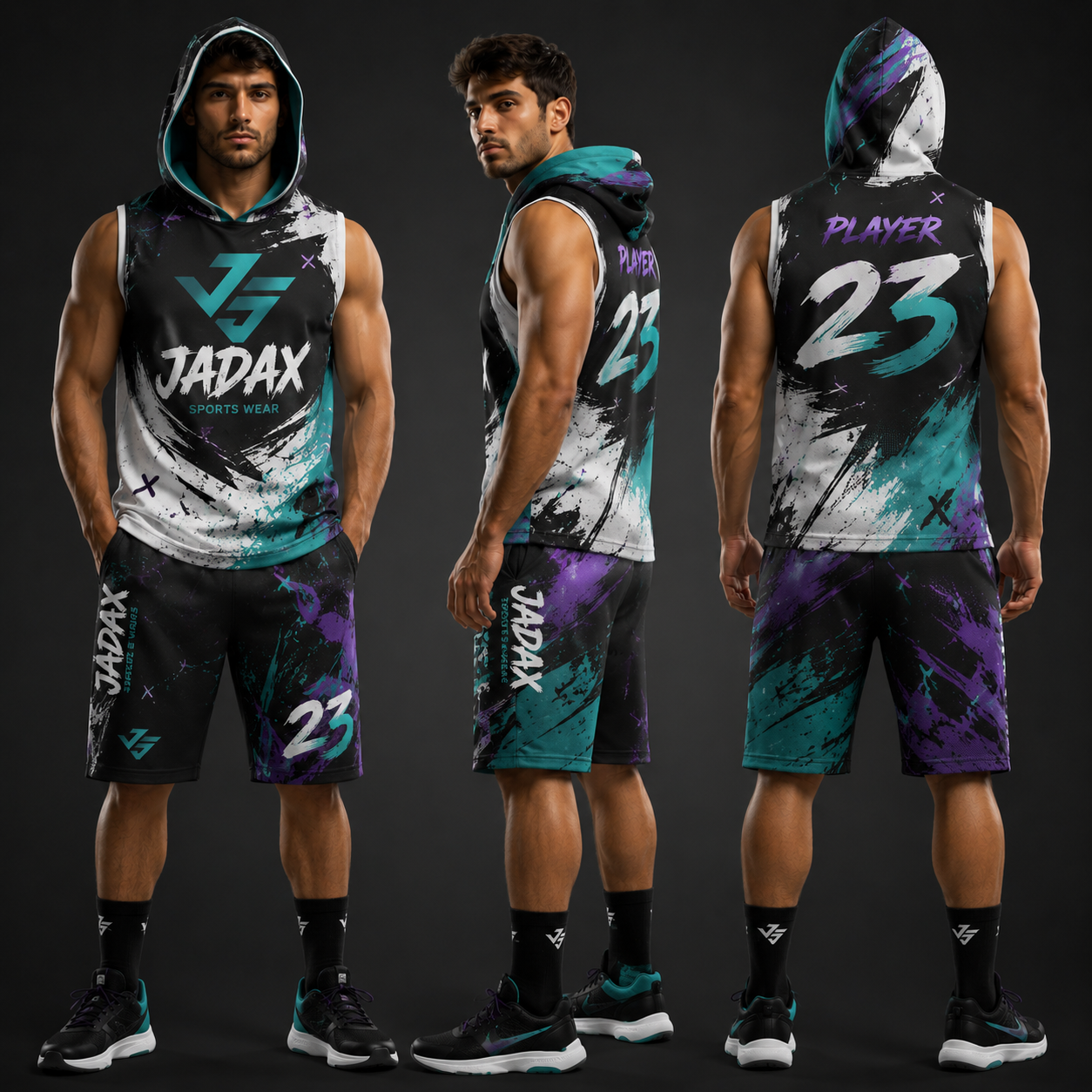 BHU04 Premium Custom Sublimated Basketball Hooded Uniform Set - Image 1